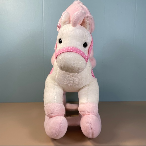 Aurora Baby Girl Lullaby Wind Up Rocking Horse 12” White Pink Plush WORKS! - Picture 3 of 10